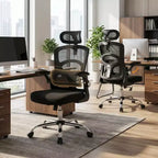Chaise de bureau ergonomique à dossier haut en maille avec appui-tête et support lombaire, chaise de bureau pivotante réglable pour bureau à domicile