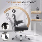 Chaise de bureau ergonomique à dossier haut en maille avec appui-tête et support lombaire, chaise de bureau pivotante réglable pour bureau à domicile