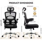 Chaise de bureau ergonomique à dossier haut en maille avec appui-tête et support lombaire, chaise de bureau pivotante réglable pour bureau à domicile
