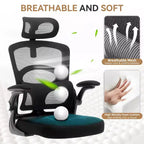 Chaise de bureau ergonomique à dossier haut en maille avec appui-tête et support lombaire, chaise de bureau pivotante réglable pour bureau à domicile