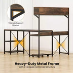 Bureau d'angle en L avec prises de courant, bureau d'angle de 157 cm avec étagère de rangement
