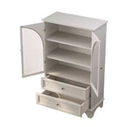 Meuble Vitrine Haute 132.5 cm avec Rangement, 2 Tiroirs et Étagères Réglables, pour Salon et Chambre, Blanc