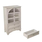 Meuble Vitrine Haute 132.5 cm avec Rangement, 2 Tiroirs et Étagères Réglables, pour Salon et Chambre, Blanc