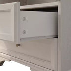 Meuble Vitrine Haute 132.5 cm avec Rangement, 2 Tiroirs et Étagères Réglables, pour Salon et Chambre, Blanc