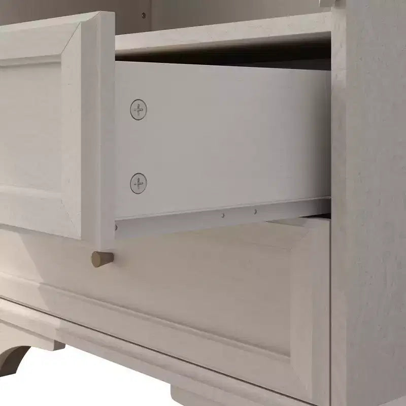 Meuble Vitrine Haute 132.5 cm avec Rangement, 2 Tiroirs et Étagères Réglables, pour Salon et Chambre, Blanc