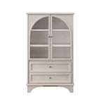Meuble Vitrine Haute 132.5 cm avec Rangement, 2 Tiroirs et Étagères Réglables, pour Salon et Chambre, Blanc