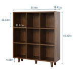 Étagère 9 niveaux style moderne du milieu du siècle - Organisateur de rangement cubique en bois marron rustique avec pieds anti-basculement pour salon/bureau à domicile (9 cubes, marron rétro)