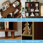 Étagère 9 niveaux style moderne du milieu du siècle - Organisateur de rangement cubique en bois marron rustique avec pieds anti-basculement pour salon/bureau à domicile (9 cubes, marron rétro)