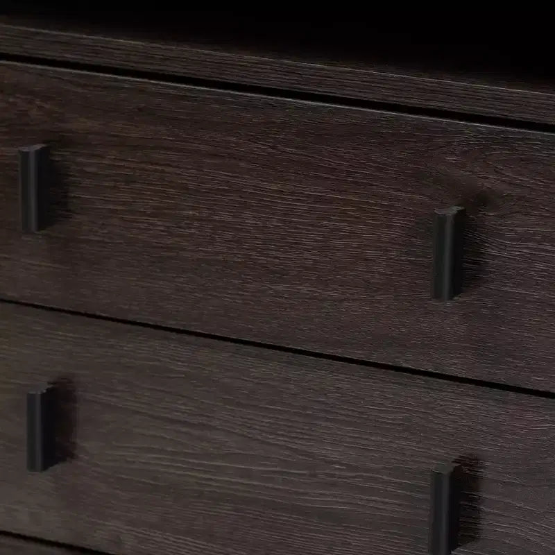 Table de chevet Glover bois et métal, 2 tiroirs, marron/noir – Meuble de chevet moderne avec étagère ouverte