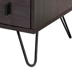 Table de chevet bois et métal, 2 tiroirs, marron/noir – Meuble de chevet moderne avec étagère ouverte