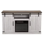 Electric Fireplace Saw Cut TV Stand for TVs up to 60": Home Essentials, Barn Door Console, Cable Management