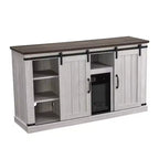 Meuble TV avec foyer électrique et coupe-scie pour téléviseurs jusqu'à 60 po : Essentiels pour la maison, console porte de grange, gestion des câbles