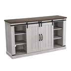 Meuble TV avec foyer électrique et coupe-scie pour téléviseurs jusqu'à 60 po : Essentiels pour la maison, console porte de grange, gestion des câbles