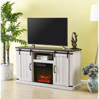 Meuble TV avec foyer électrique et coupe-scie pour téléviseurs jusqu'à 60 po : Essentiels pour la maison, console porte de grange, gestion des câbles