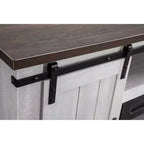 Meuble TV avec foyer électrique et coupe-scie pour téléviseurs jusqu'à 60 po : Essentiels pour la maison, console porte de grange, gestion des câbles