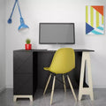 Bureau 2 tiroirs Noir/Contreplaqué de bouleau : MDF laqué, étagère de rangement ouverte, assemblage par un adulte requis