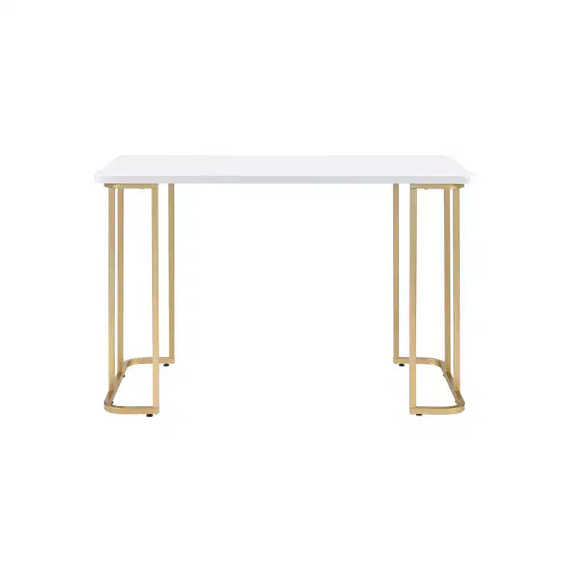 Bureau Estie blanc/or : bureau chic, table d'étude pour adolescents et enfants, sans rangement