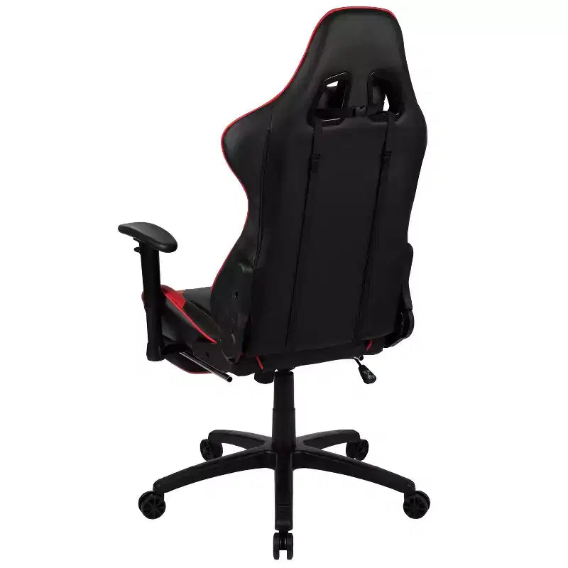 Chaise de Bureau Gaming X30 Ergonomique avec Dossier Inclinable et Repose-Pieds Coulissant en Similicuir Rouge