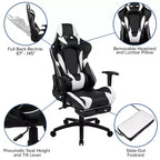 Chaise de Bureau Gaming X30 Ergonomique avec Dossier Inclinable et Repose-Pieds Coulissant en Similicuir Rouge