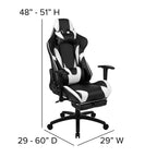 Chaise de Bureau Gaming X30 Ergonomique avec Dossier Inclinable et Repose-Pieds Coulissant en Similicuir Rouge
