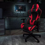 Chaise de Bureau Gaming X30 Ergonomique avec Dossier Inclinable et Repose-Pieds Coulissant en Similicuir Rouge