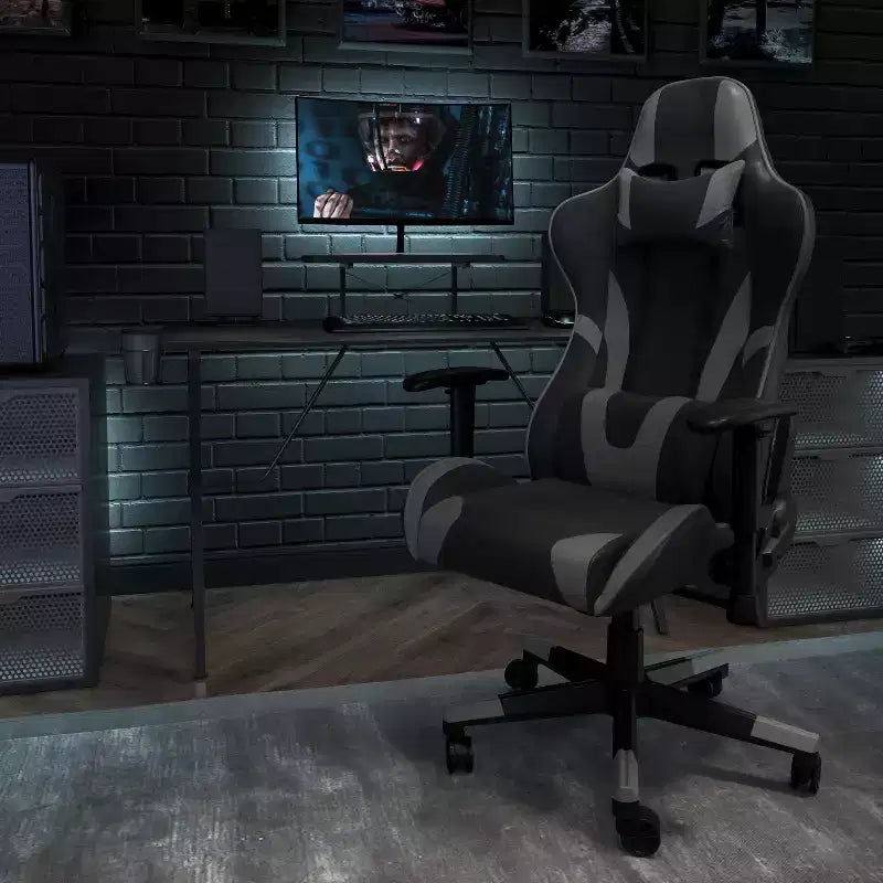 Chaise de Bureau Gaming X30 Ergonomique avec Dossier Inclinable et Repose-Pieds Coulissant en Similicuir Rouge