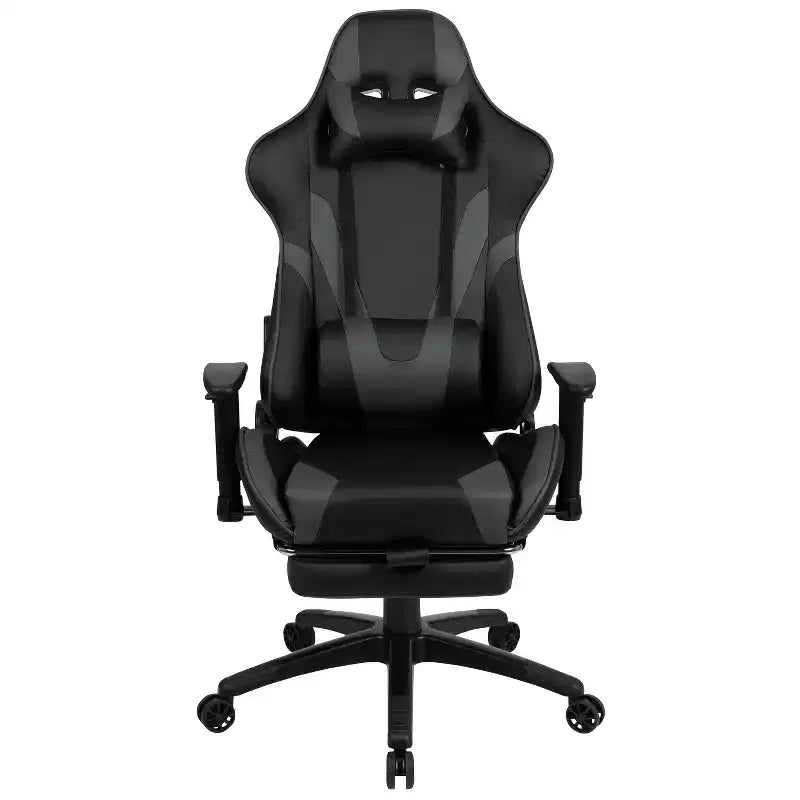 Chaise de Bureau Gaming X30 Ergonomique avec Dossier Inclinable et Repose-Pieds Coulissant en Similicuir Rouge