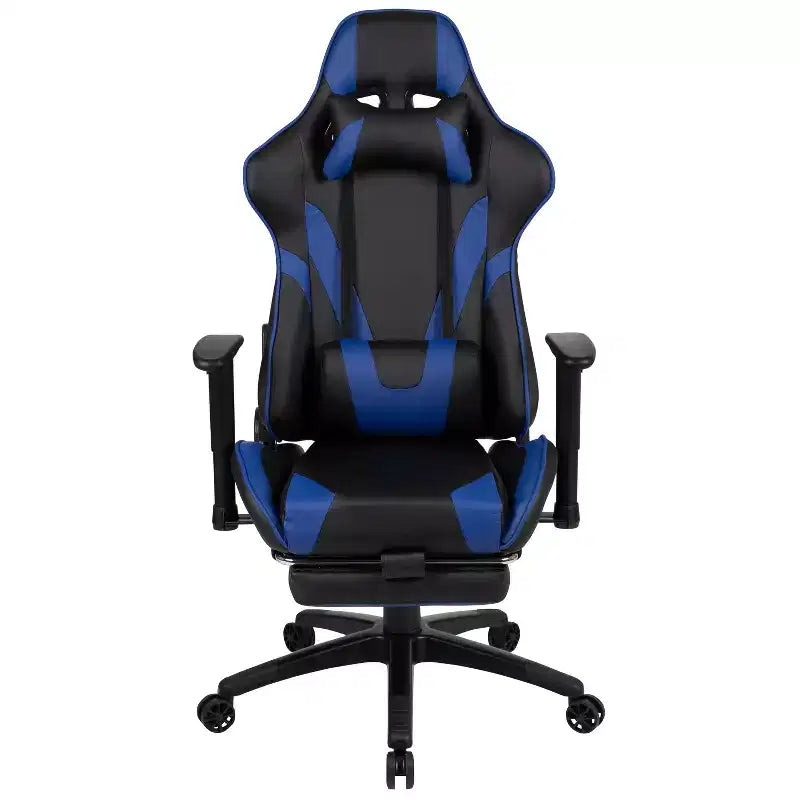 Chaise de Bureau Gaming X30 Ergonomique avec Dossier Inclinable et Repose-Pieds Coulissant en Similicuir Rouge