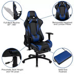 Chaise de Bureau Gaming X30 Ergonomique avec Dossier Inclinable et Repose-Pieds Coulissant en Similicuir Rouge