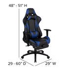 Chaise de Bureau Gaming X30 Ergonomique avec Dossier Inclinable et Repose-Pieds Coulissant en Similicuir Rouge