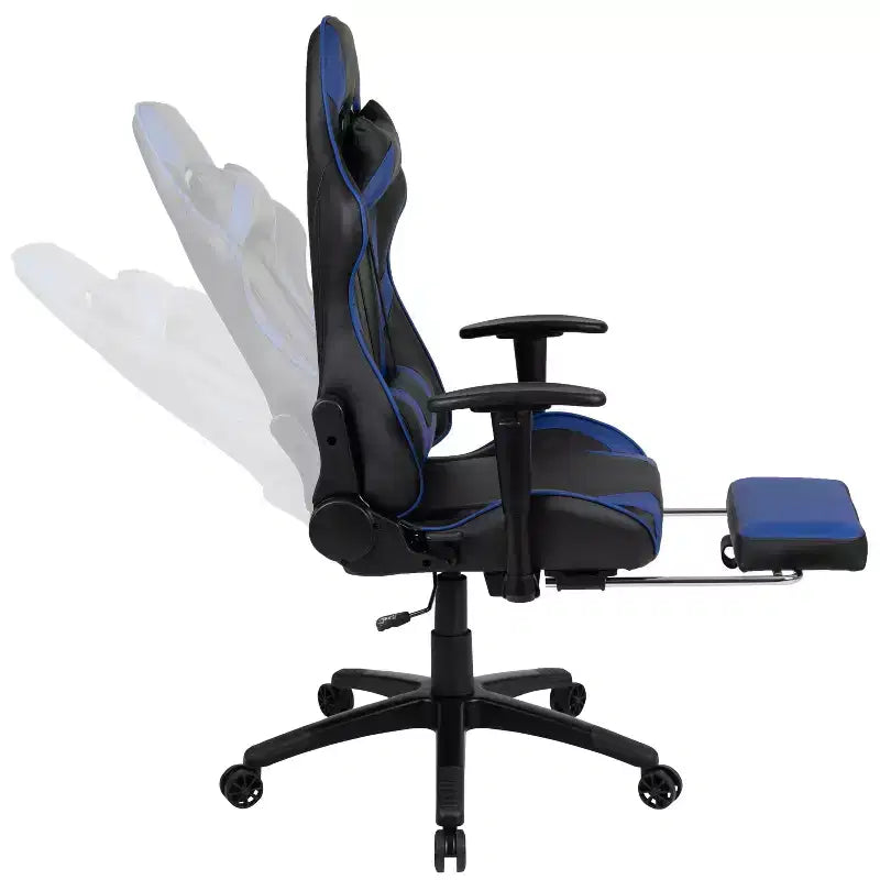 Chaise de Bureau Gaming X30 Ergonomique avec Dossier Inclinable et Repose-Pieds Coulissant en Similicuir Rouge