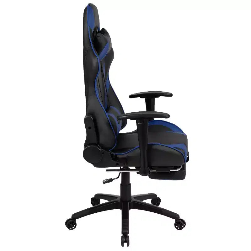 Chaise de Bureau Gaming X30 Ergonomique avec Dossier Inclinable et Repose-Pieds Coulissant en Similicuir Rouge