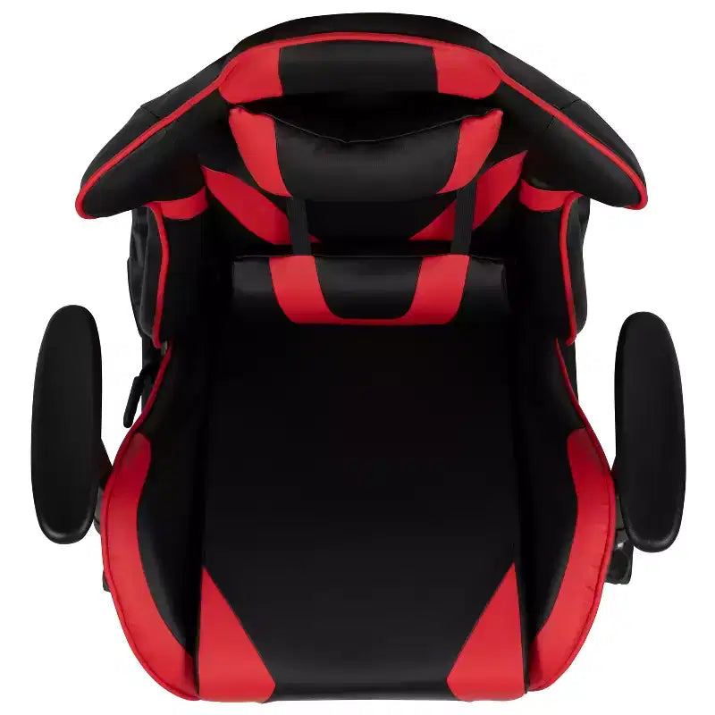 Chaise de Bureau Gaming X30 Ergonomique avec Dossier Inclinable et Repose-Pieds Coulissant en Similicuir Rouge