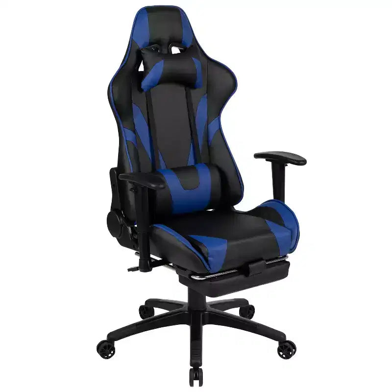 Chaise de Bureau Gaming X30 Ergonomique avec Dossier Inclinable et Repose-Pieds Coulissant en Similicuir Rouge