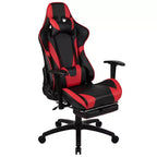 Chaise de Bureau Gaming X30 Ergonomique avec Dossier Inclinable et Repose-Pieds Coulissant en Similicuir Rouge