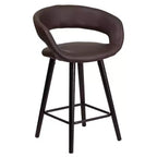 Flash Furniture Brynn Series 24'' High Contemporary Vinyl Rounded Back Counter Height Stool with Cappuccino Wood Frame