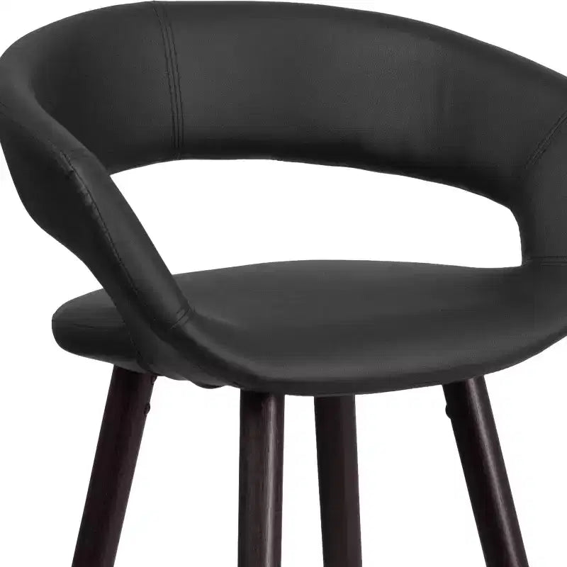 Tabouret de comptoir Brynn Series de 61 cm de haut avec dossier arrondi en vinyle et cadre en bois couleur cappuccino