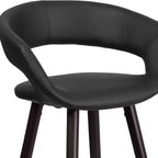 Tabouret de comptoir de 61 cm de haut avec dossier arrondi en vinyle et cadre en bois couleur cappuccino