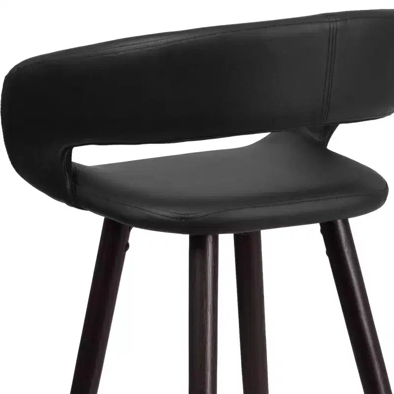 Tabouret de comptoir Brynn Series de 61 cm de haut avec dossier arrondi en vinyle et cadre en bois couleur cappuccino