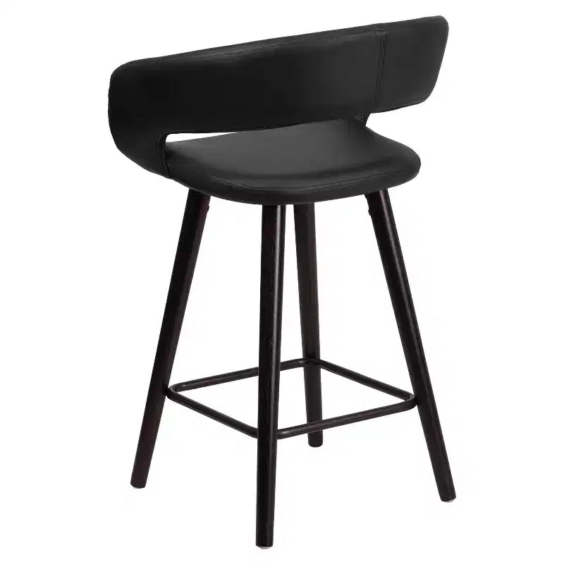 Tabouret de comptoir Brynn Series de 61 cm de haut avec dossier arrondi en vinyle et cadre en bois couleur cappuccino