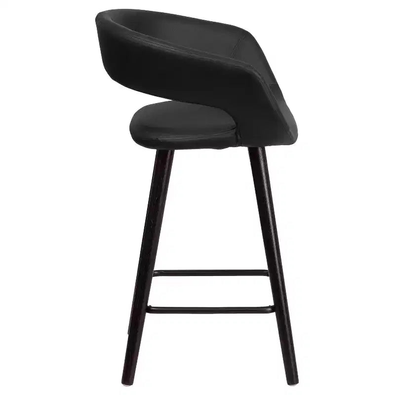 Tabouret de comptoir Brynn Series de 61 cm de haut avec dossier arrondi en vinyle et cadre en bois couleur cappuccino