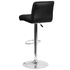 Tabouret de bar contemporain en vinyle à hauteur réglable avec assise roulée et base chromée