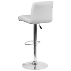 Tabouret de bar contemporain en vinyle à hauteur réglable avec assise roulée et base chromée