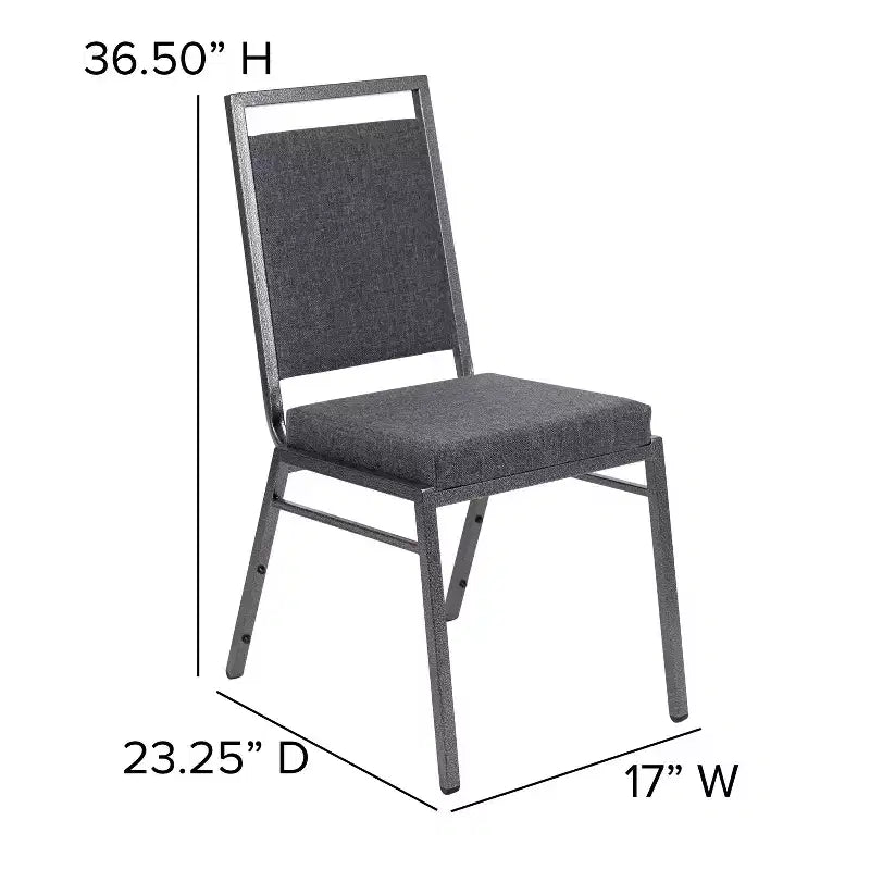 Chaise de banquet empilable à dossier carré de la série HERCULES avec structure Silvervein