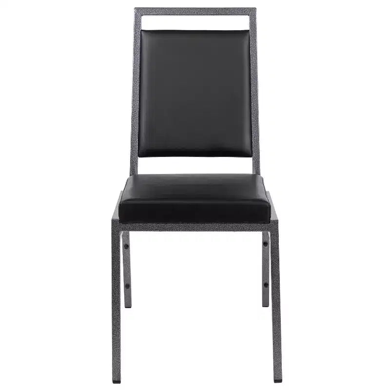 Chaise de banquet empilable à dossier carré de la série HERCULES avec structure Silvervein