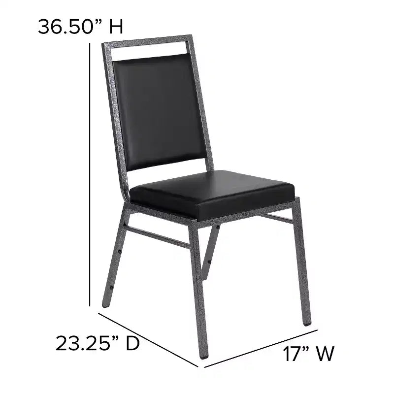 Chaise de banquet empilable à dossier carré de la série HERCULES avec structure Silvervein