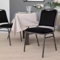 Chaise de banquet empilable série HERCULES en vinyle noir - Cadre veiné argent