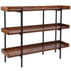 Emma and Oliver 3 Shelf 35H Storage Display Unit Bookcase in Rustic Wood Grain Finish
