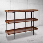 Étagère de rangement/bibliothèque 3 niveaux 35H, finition grain de bois rustique