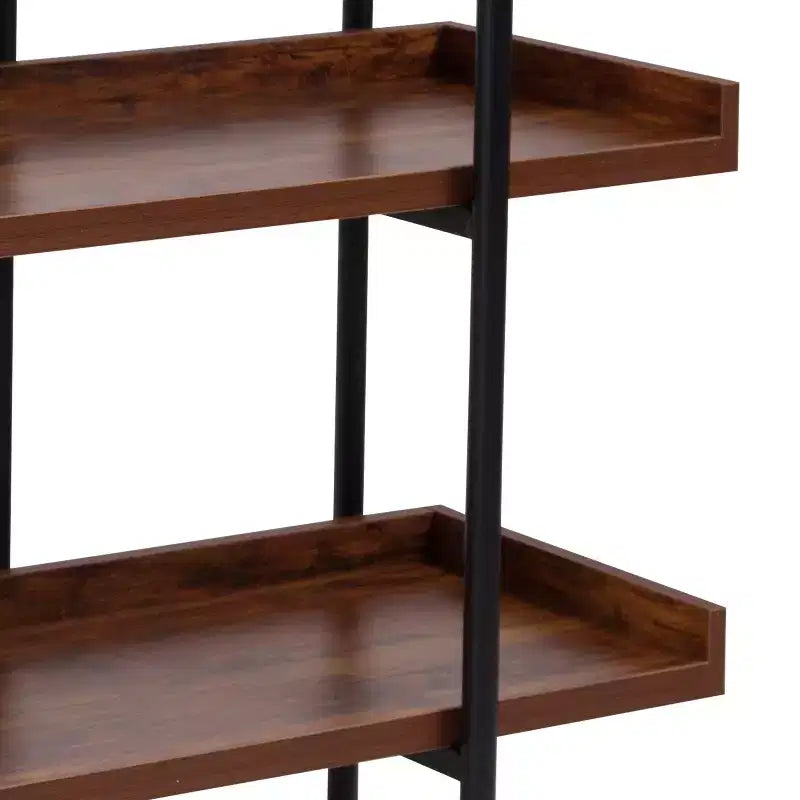 Étagère de rangement/bibliothèque 3 niveaux 35H, finition grain de bois rustique